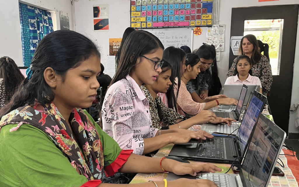 Students in the Vocational Training Programme completing computer training