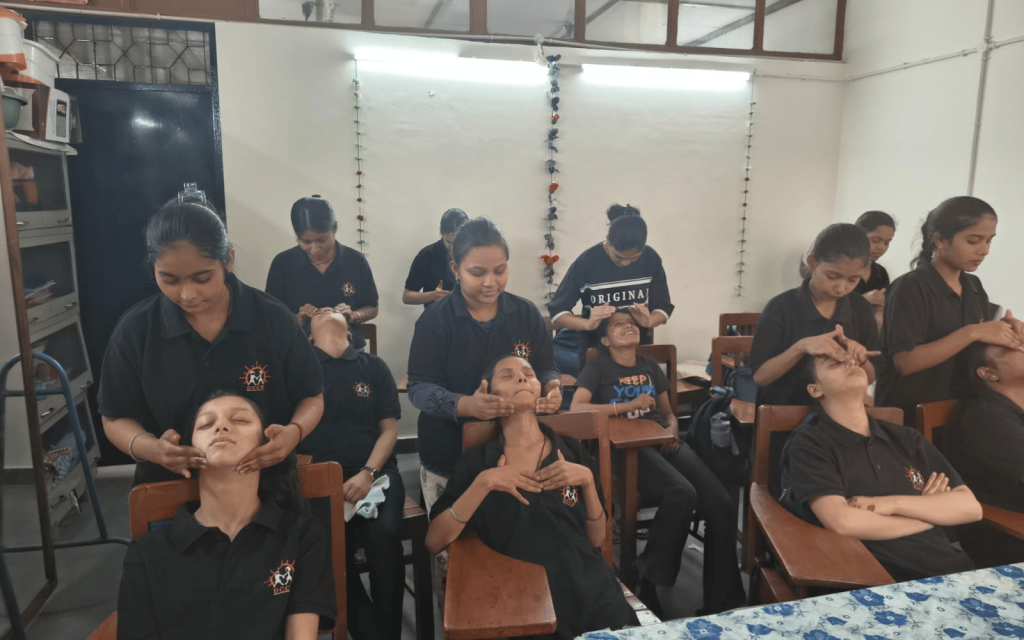 Students in the Vocational Training Programme completing esthetician training